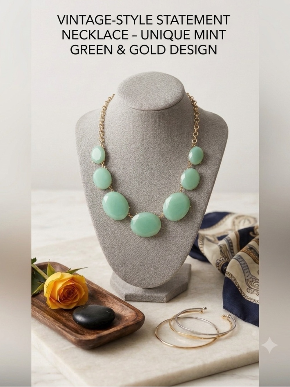 Elegant Mint Green Statement Necklace by J Crew 18”-20” NWOT Has Extender NEW